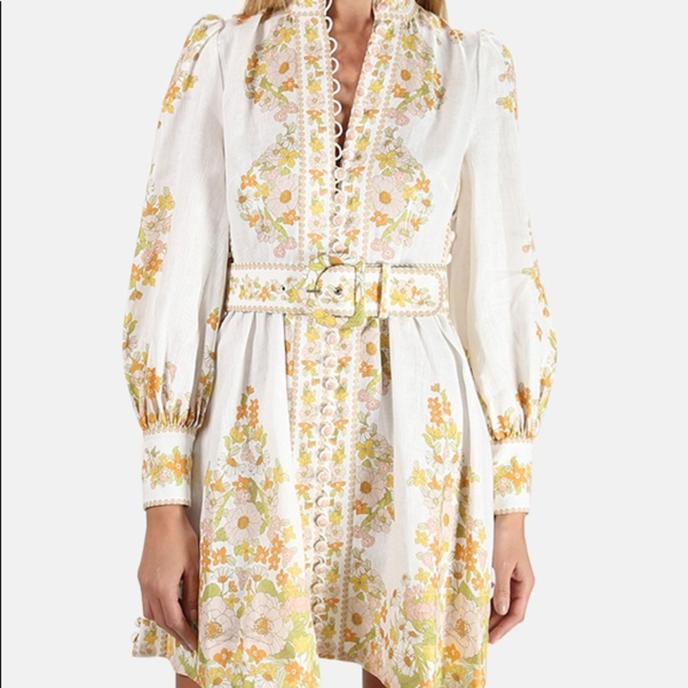 Zimmermann Super 8 Floral Mini Linen Dress